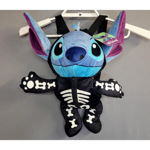 Disney Lilo & Stitch Plush Skeleton Backpack Halloween Zip Adjustable Straps